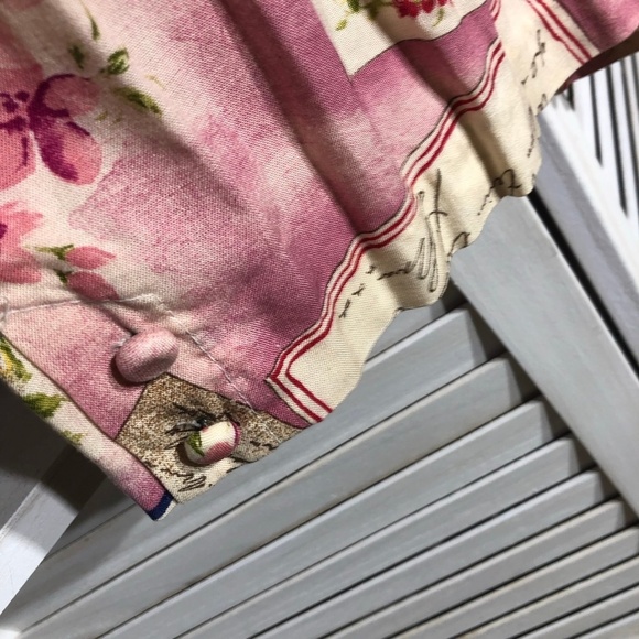 Vintage Kathie Lee Floral Rayon Blouse and Shorts Set Pink Large - Picture 9 of 14